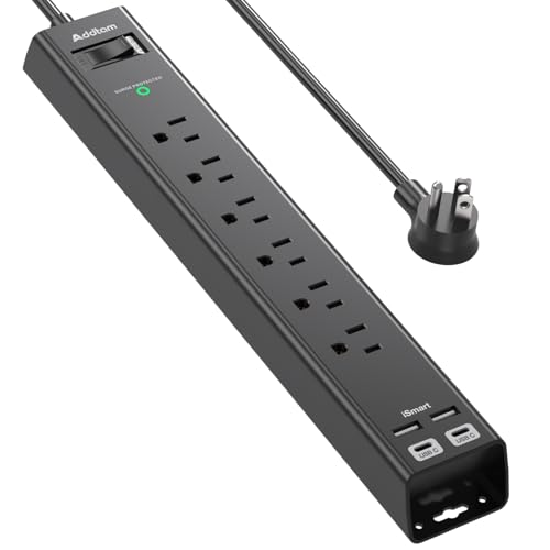 Addtam 900J 10-Outlet Surge Protector Power Strip with 5' Cord and Flat Plug Deal