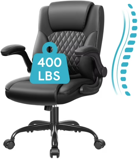 Coolhut Leather Ergonomic Home Office Desk Chair with Flip-Up Armrests Deal