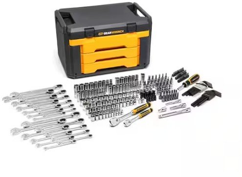 GEARWRENCH 1/4 in. and 3/8 in. Drive 90-Tooth Standard and Deep SAE/Metric Mechanics Tool Set (232-Piece)