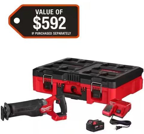 Milwaukee M18 FUEL 18V SAWZALL Reciprocating Saw with PACKOUT Tool-Box, 5.0 Battery Deal