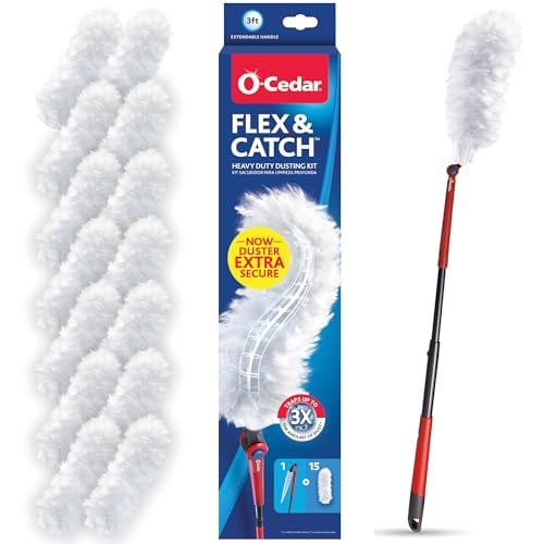 O-Cedar Flex & Catch Heavy Duty Dusting Kit with 15 Disposable Duster Refills