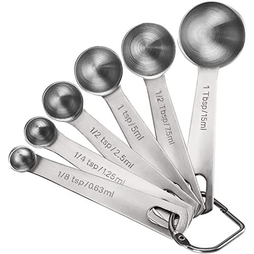Measuring Spoons, Premium Heavy Duty Stainless Steel, Set of 6