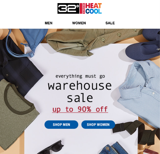 32 Degrees Warehouse Sale Deal