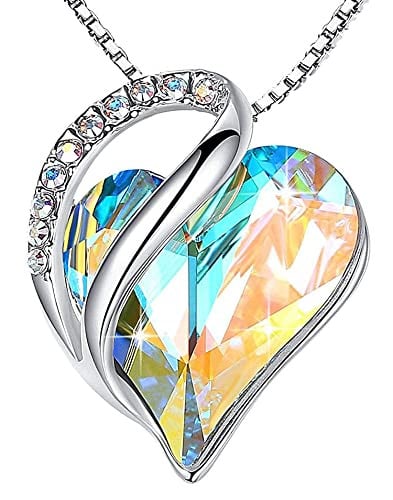 Leafael Infinity Love Birthstone Heart Crystal Pendant Necklace Deal