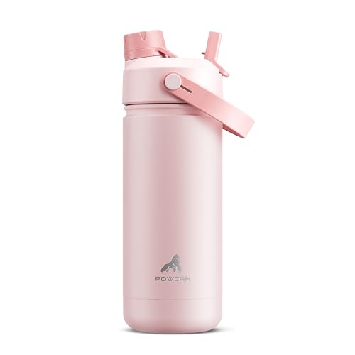 18-Oz Kids Powcan Insulated Stainless Steel Water Bottle w/ 2-in-1 Straw & Spout Lid (Cotton Candy) Deal