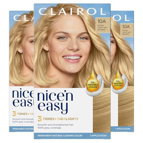 Clairol Nice'n Easy Permanent Hair Dye 3-Pack (10A Extra Light Cool Blonde)