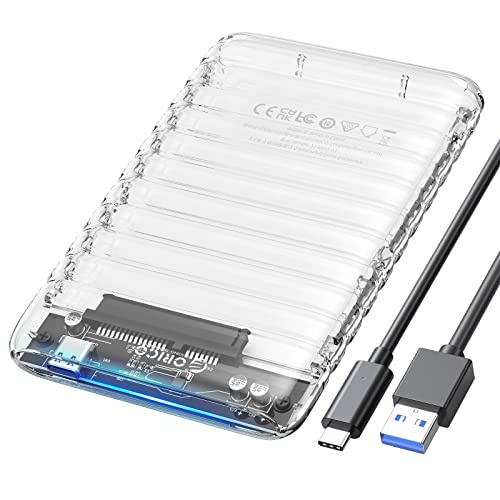 ORICO 2.5 inch Hard Drive Enclosure USB C to SATA III 5Gbps Clear External Hard Drive Case Deal