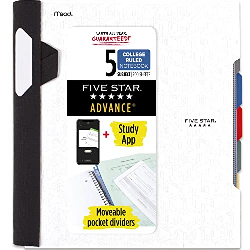 Five Star Advance Spiral Notebook + Study App, 5 Subject, College Ruled, 200 Sheets Deal