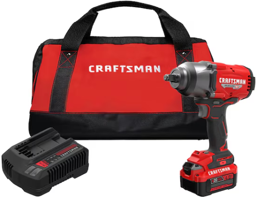 CRAFTSMAN V20 RP 20-volt Max Variable Speed Brushless 1/2-in Drive Cordless Impact Wrench with 4Ah Battery and Charger