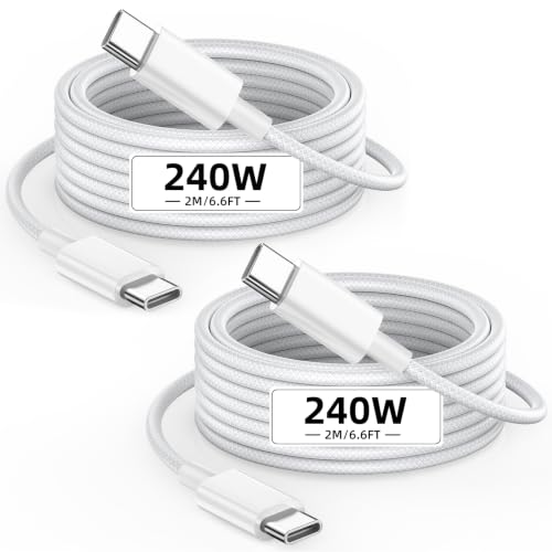 MPATIBY 2-Pack 6.6' 240W USB-C to USB-C Nylon Braided Fast Charging Cable Deal
