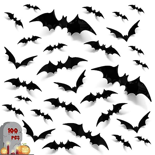 100Pcs 3D Bats Wall Decor Stickers
