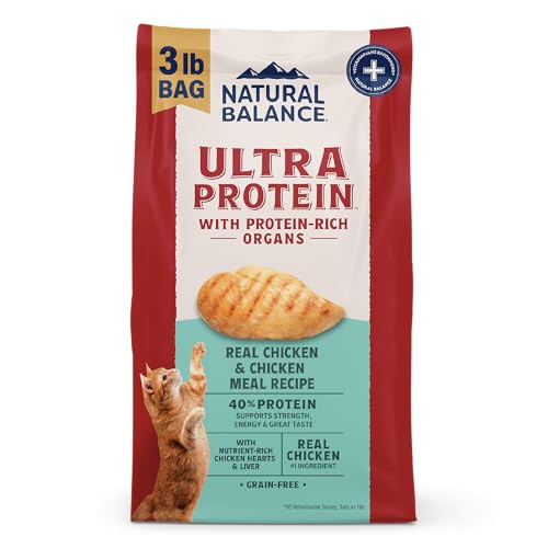Natural Balance Ultra Protein Dry Cat Food, Real Chicken & Chicken Meal Recipe with Protein-Rich Organs - 3 lbs