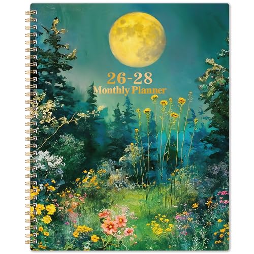 Coboll 2026-2028 Monthly Planner 9" x 11" Twin-Wire Binding & Tabs (Green)