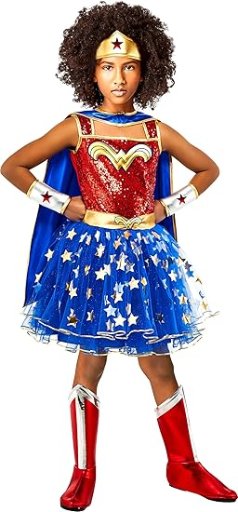 Rubies DC Comics Wonder Woman Costume Tutu Dress with Cape for Kids, Girl's Small
