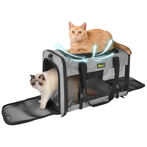 KISFLY Foldable Soft-Sided Travel Pet Bag (Gray) 20"x13"x13"