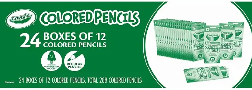 Crayola Colored Pencils Bulk Pack, Assorted Colors, 12/Pack, 24 Packs/Box Deal