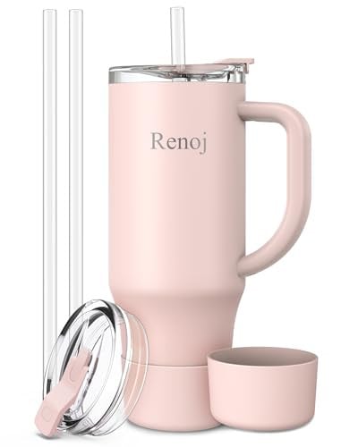 Renoj 40 oz Insulated Mug with 2 Straws & Silicone Boot Deal