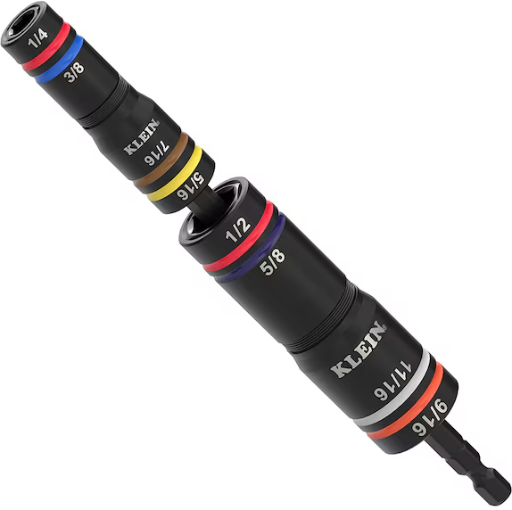 Klein Tools Quad-8 Deep-Well Heavy-Duty Impact Flip Sockets, SAE, 3-Piece