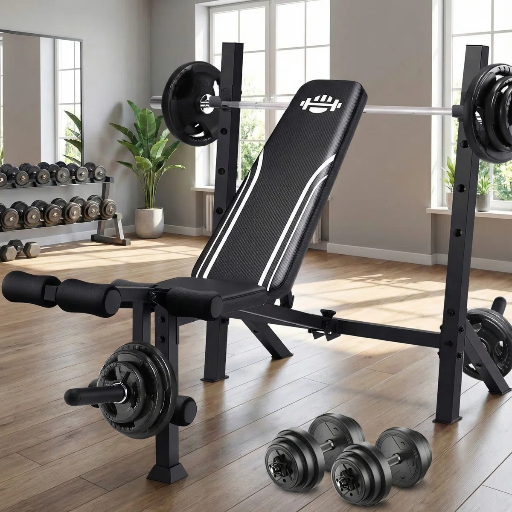 Himimi Heavy-Duty Collapsible Weight Bench w/ Squat Rack & 900lb Capacity Deal