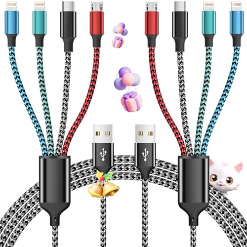 Firsting 2-Pack 5' 4-in-1 Multi USB Charging Cable w/ Dual Lightning, USB-C & Micro USB Deal