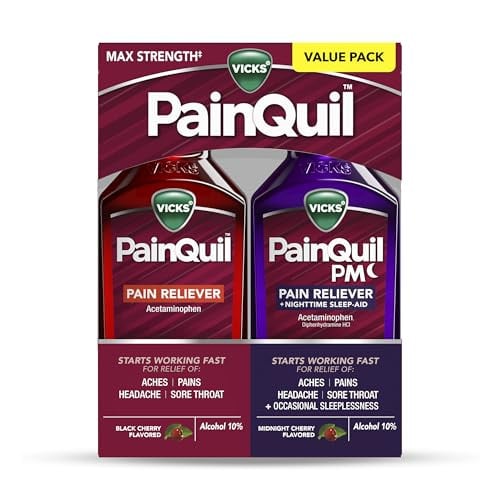 Vicks PainQuil & PainQuil PM Pain Relief Liquid, 1000mg Acetaminophen, 2x12 oz Deal