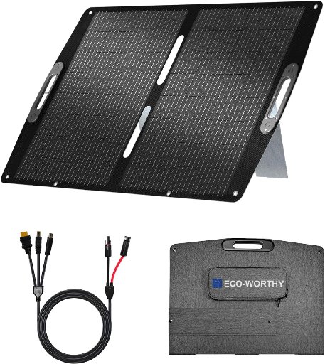 ECO-WORTHY 100W 12BB Portable Monocrystalline Solar Panel