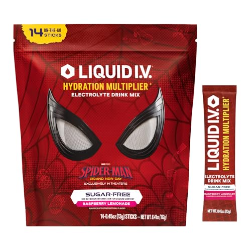 SPIDERMAN Liquid I.V. Sugar Free Electrolyte Raspberry Lemonade, 14 Count Deal
