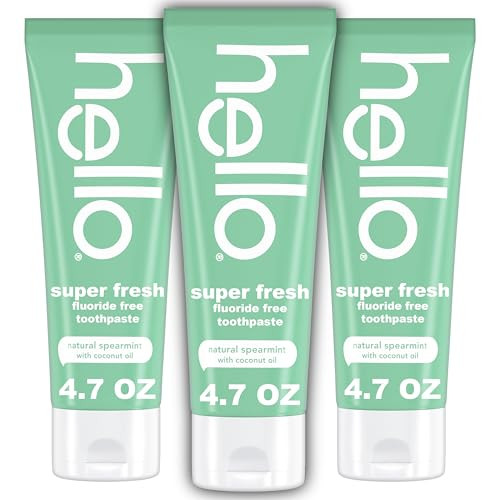 hello Super Fresh Fluoride Free Toothpaste 3-Pack (Spearmint)