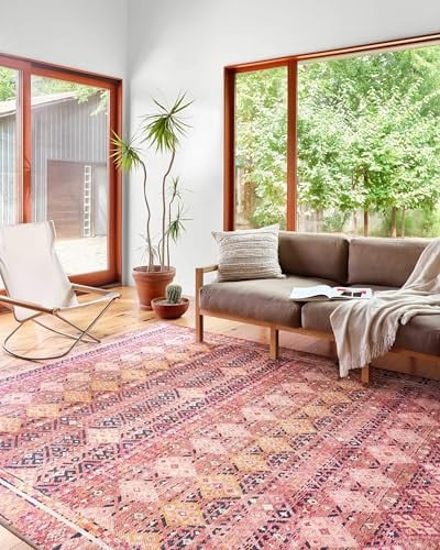 Loloi Layla Collection LAY-15 Magenta/Multi 9' x 12' x .13" Thick Area Rug