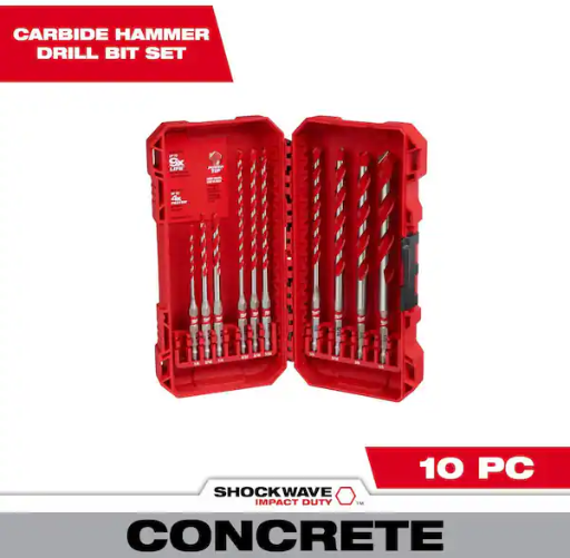 Milwaukee SHOCKWAVE Carbide Hammer Drill Bit Set 10-Piece
