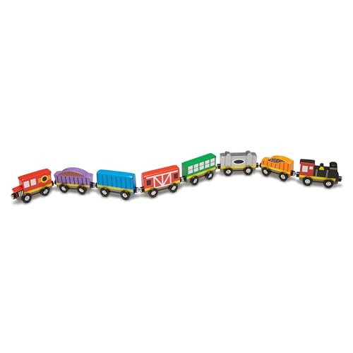 Melissa & Doug Magnetic Wooden Train Cars Set 8-Piece
