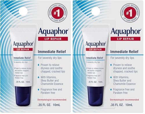 Aquaphor Lip Repair Ointment 0.35 oz Tubes, 2-Pack