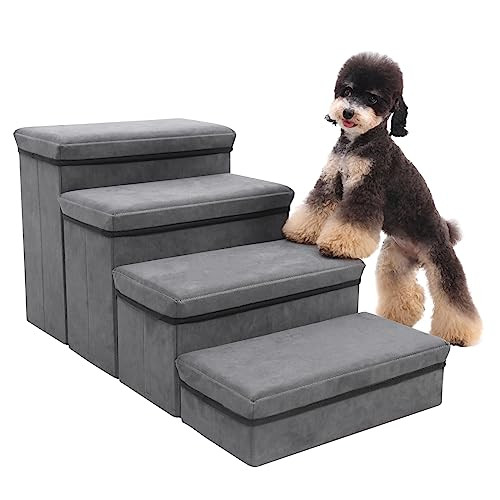 Foldable Dog Stairs 4 Tier Pet Steps