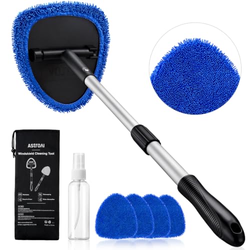 AstroAI 26" Telescoping Windshield Cleaner & Car Interior Detailing Kit w/ 4 Microfiber Pads