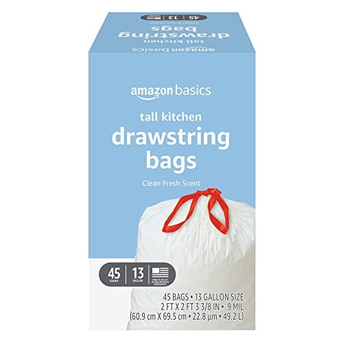 Amazon Basics 13 Gallon Drawstring Kitchen Trash Bags  Deal