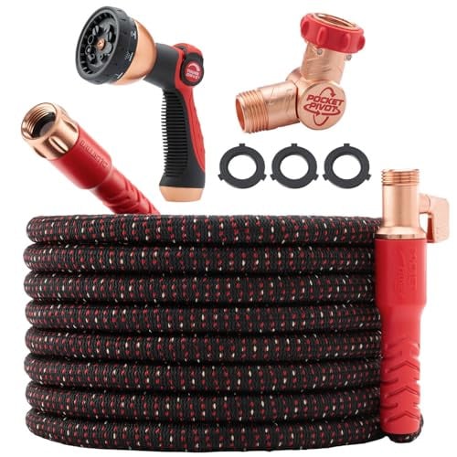 100' Pocket Hose Ballistic Expandable Garden Hose w/ Pocket Pivot Swivel Connector Deal