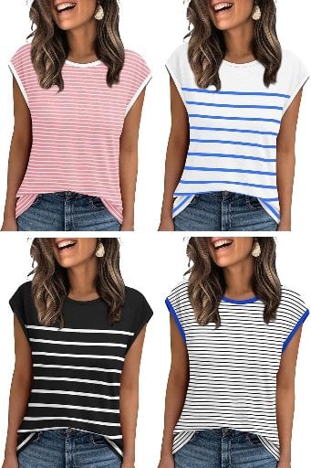Striped Cap Sleeve Tops Deal