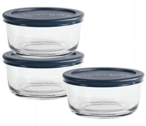 Anchor Hocking 2-Cup Round Glass Food Storage Containers w/ Lids 3-Pack Deal