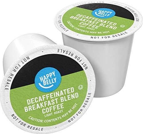 Amazon Happy Belly Decaf Light Roast Coffee Pods, Breakfast Blend, Keurig 2.0 K-Cup Brewers, 100 Count Deal
