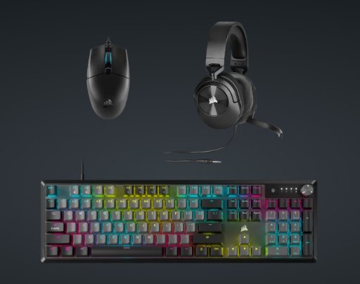 Corsair K70 Core Keyboard, Katar Pro Mouse, and HS55 Surround Headset Gaming Bundle