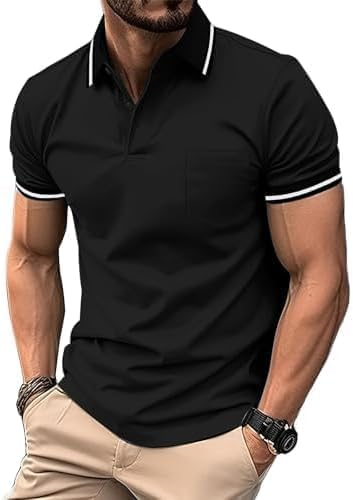 ZITY Men's Short Sleeve Casual Collared Golf Polo Shirt with Pocket