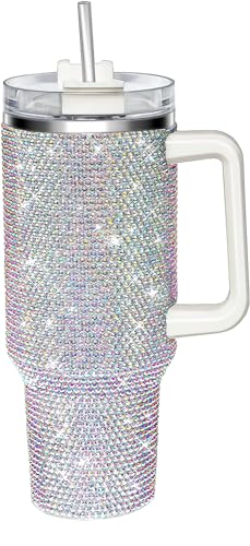 HWISDMIG 40oz Tumbler with Handle and Straw Bling Cups