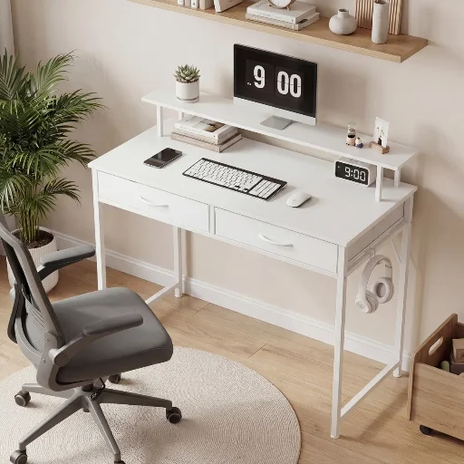 White 2-Drawer Computer Desk