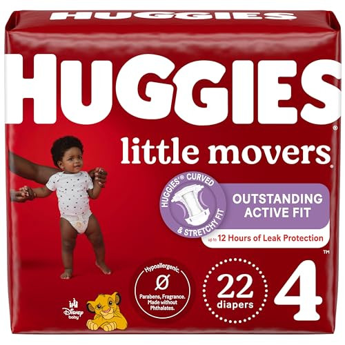 Huggies Little Movers Baby Diapers, Size 4 (22-37 lbs), 22 Count