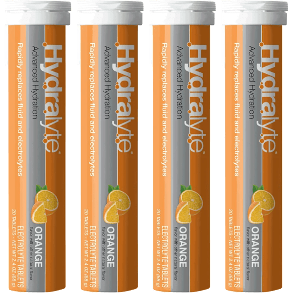 Hydralyte Electrolyte Hydration Tablets - Orange Flavor (80 Total) 4-Pack Deal