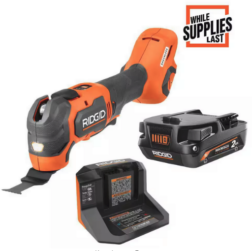 RIDGID 18V Brushless Cordless Oscillating Multi-Tool Kit with 2Ah MAX Output Battery and Charger