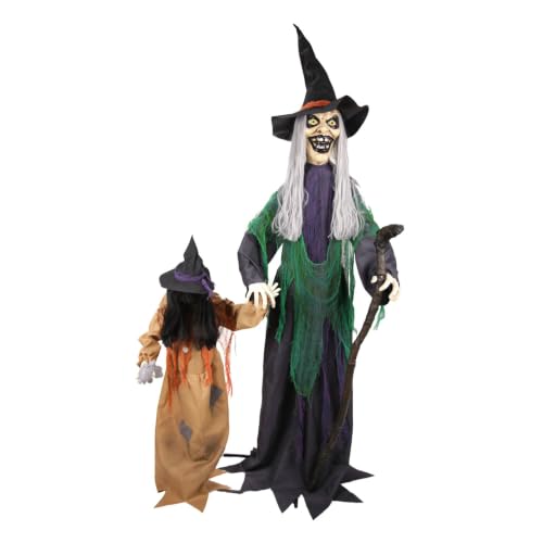 Haunted Hill Farm 5.6-Ft. Witch with a Creepy Girl Halloween Animatronic Deal