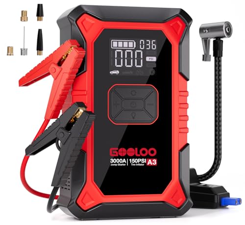 GOOLOO A3 12V 3000A Portable Jump Starter with Air Compressor Deal