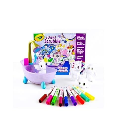 Crayola Scribble Scrubbie Peculiar Pets Washable Pet Grooming Toy Set w/ 4 Pets & 9 Markers