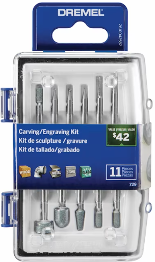 Dremel 11-Piece Diamond Grit Carving & Engraving Rotary Accessory Kit (729-01)